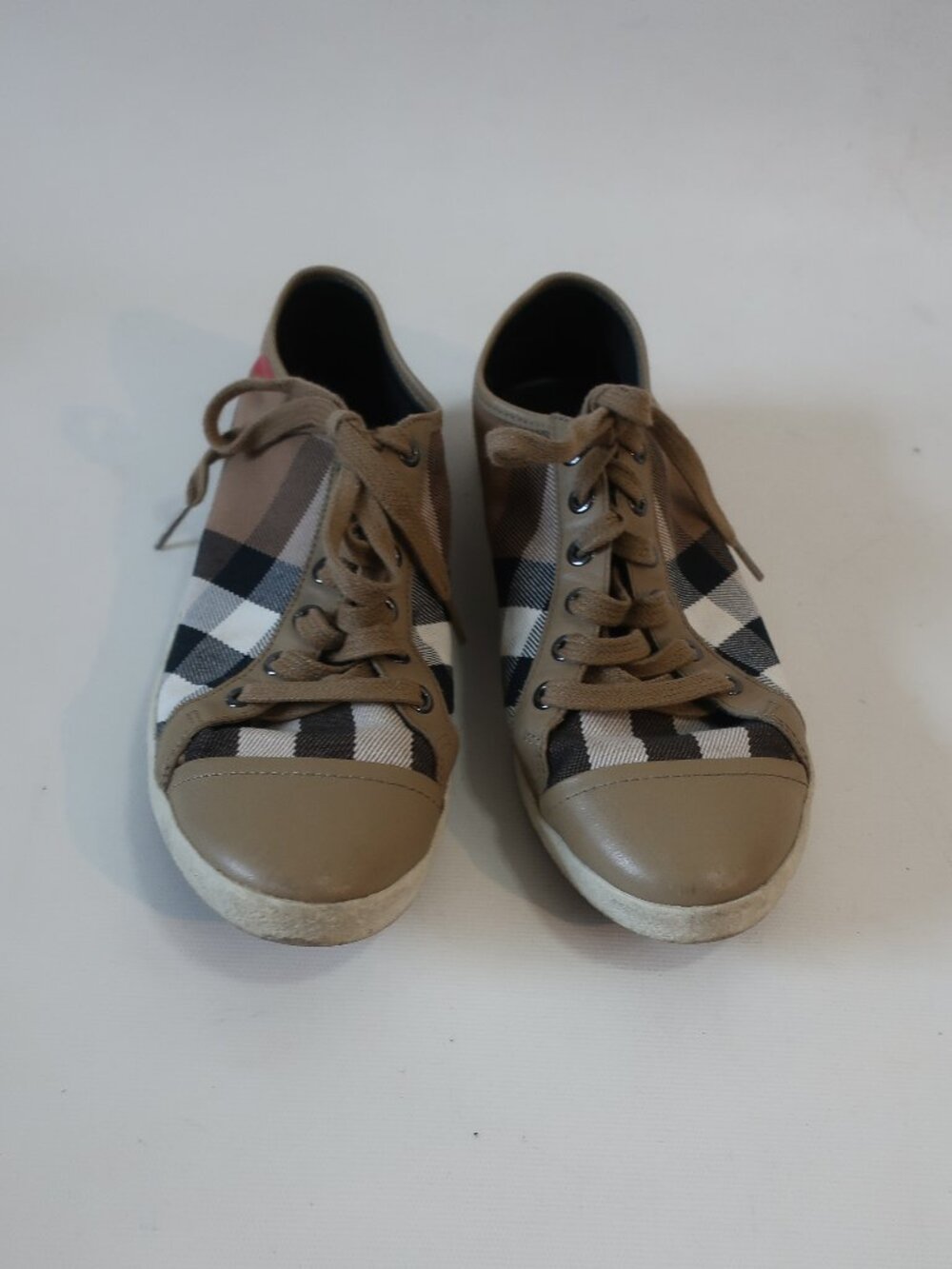 Authentic Burberry Taupe Vintage Housecheck Low-Top Vulcanized Sneakers 38 US/8 - Picture 6 of 15